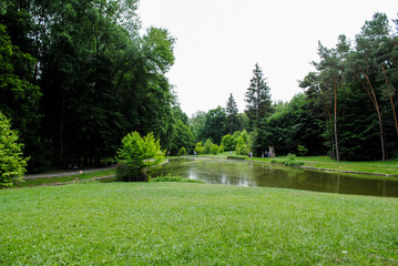 Fototapeta premium Beautiful green arboretum in the park Sofiyivka