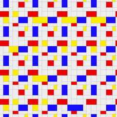 Seamless pattern. Colorful background in mondrian style. Vector illustration. Abstract background of colored rectangles.