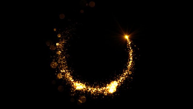 Abstract golden comet background with tail and glitter particles. Winner screen. Flare rotating. Countdown screen for ceremony. Unique border for excellent choice. Seamless loop.  
