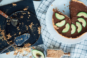 Raw vegan chocolate avocado and banana cake