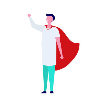 Super Doctor character. Professional vector illustration in flat style.
