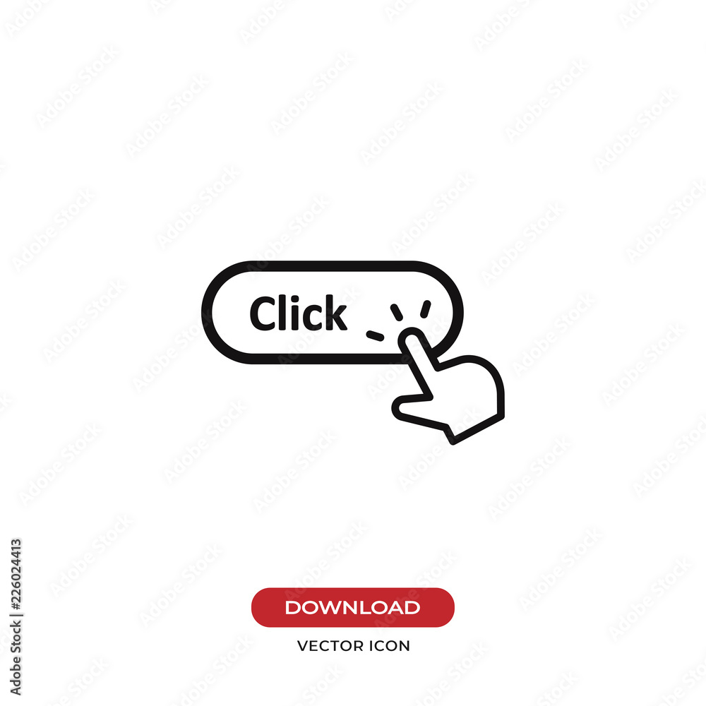 Poster hand click cursor clicking click button vector icon