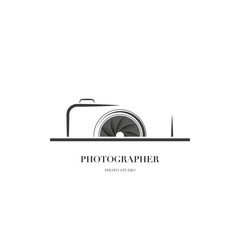 Abstract camera logo vector design template for professional photographer or photo studio