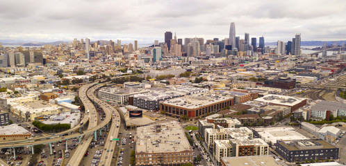 Aerial View Highways and Buildings of San Francisco California