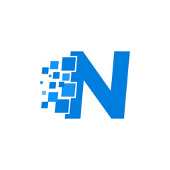 Vector Logo Letter N Blue Blocks Cubes