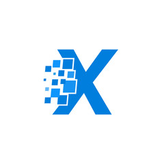 Vector Logo Letter X Blue Blocks Cubes