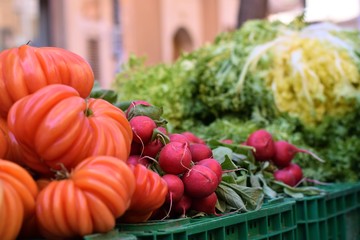 fresh fruits and vegetables at Santanyi market, Mallorca, Spain