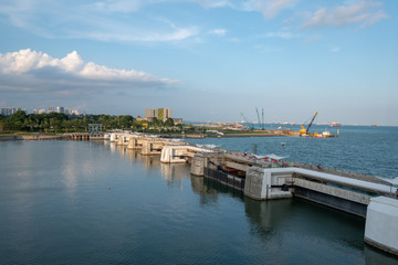 Fototapeta premium Bay view of the port town of Singapore