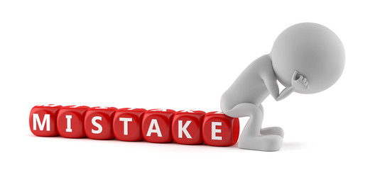 Fehler - Weißes Männchen sitzt auf roten Würfel 