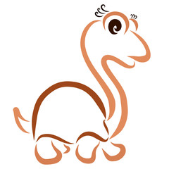 Funny brown turtle with a long neck and gorgeous eyelashes