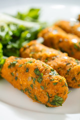 mercimek koftesi,turkish traditional with bulgur and lentil paste