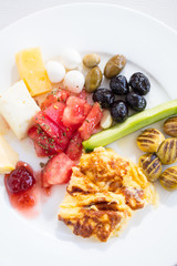 turkish traditional breakfast on white background