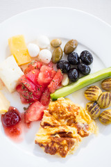 turkish traditional breakfast on white background