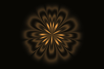 Obraz premium Golden abstract flower on a dark background, the effect of illusion