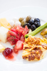 turkish traditional breakfast on white background