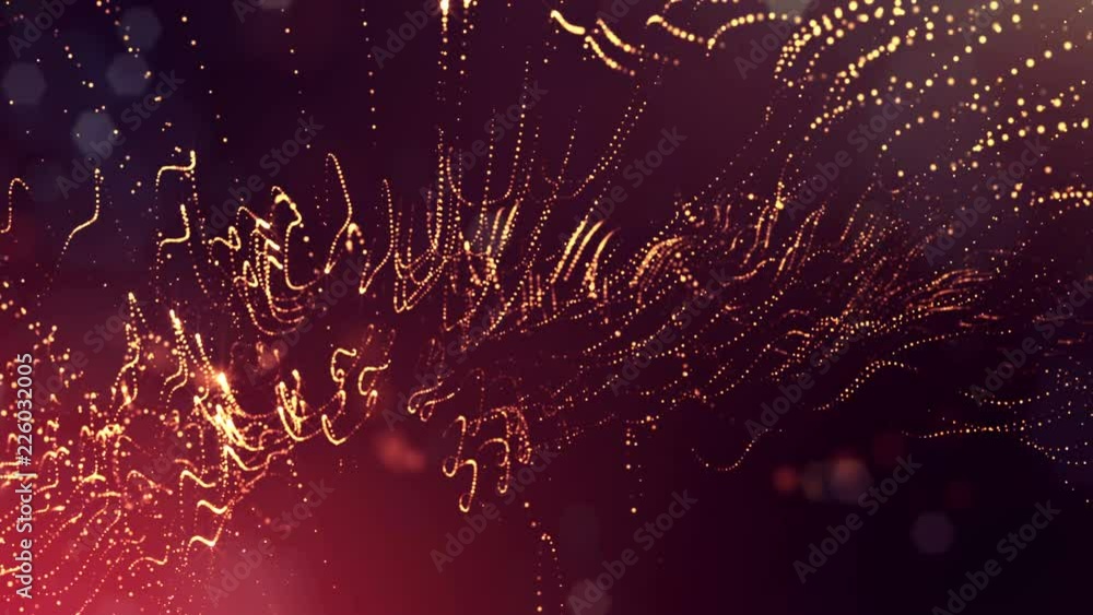Poster abstract looped dynamic garlands of luminous particles for decoration of christmas and new year's co