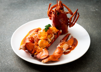 Lobster tail steak with sauce