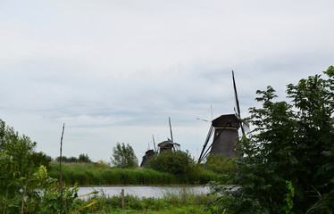 Kinderdijk, Netherlands - Windmills along the canals of the UNESCO World Heritage Kinderdijk