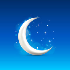 Fototapeta na wymiar Moon sign icon on the night sky background. Vector illustration