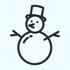 Winter Snowman Carrot Hat Cap Flat Line Stroke Icon Pictogram