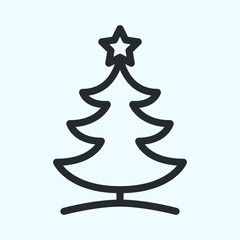 Christmas Tree Pine Star Flat Line Stroke Icon Pictogram