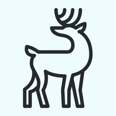Deer Reindeer Flat Line Stroke Icon Pictogram