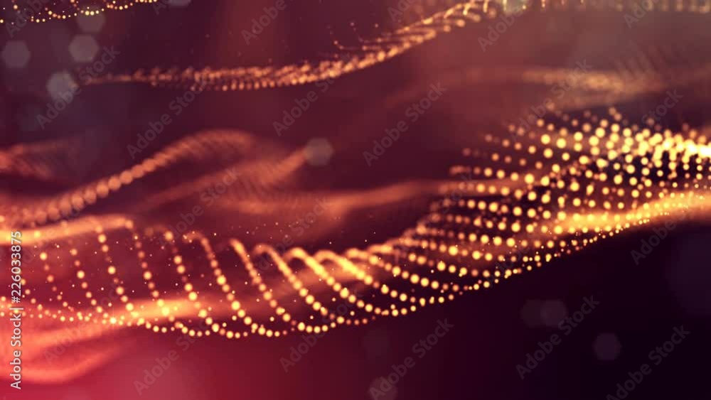 Poster abstract looped dynamic garlands of luminous particles for decoration of christmas and new year's co