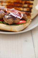 homemade spicy meatball sub sandwich