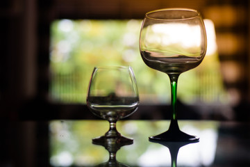 Wine glasses placed at the party.