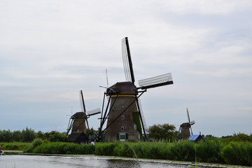 Kinderdijk, Netherlands - Windmills along the canals of the UNESCO World Heritage Kinderdijk