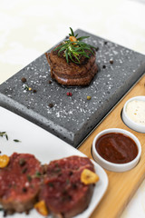 Exquisite food. Dish. Restaurant. Menu. Order. Exquisite dish, creative restaurant meal concept, haute couture food.