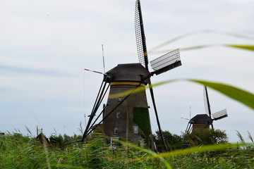 Kinderdijk, Netherlands - Windmills along the canals of the UNESCO World Heritage Kinderdijk
