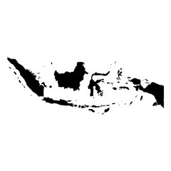 Indonesia - solid black silhouette map of country area. Simple flat vector illustration.