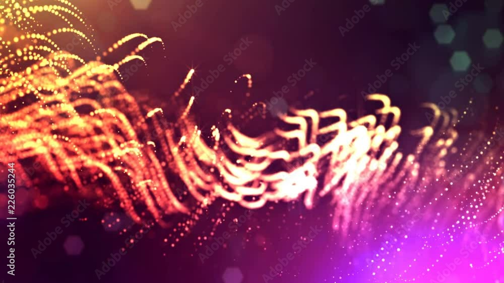 Poster abstract looped dynamic garlands of luminous particles for decoration of christmas and new year's co