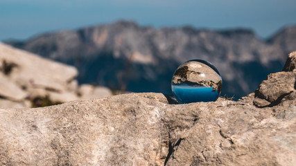 Crystal ball alpine landscape shot at the Kehlsteinhaus - Berchtesgaden - Bavaria - Germany