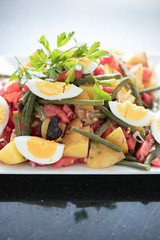 bowl of healthy salad on white background