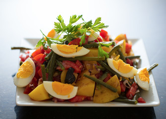 bowl of healthy salad on white background