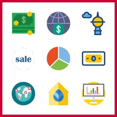 9 financial icon. Vector illustration financial set. worldwide and statistics icons for financial works