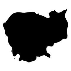 Cambodia - solid black silhouette map of country area. Simple flat vector illustration.