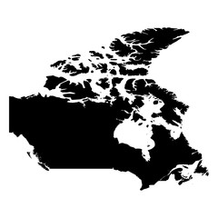 Fototapeta na wymiar Canada - solid black silhouette map of country area. Simple flat vector illustration.