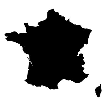 France - solid black silhouette map of country area. Simple flat vector illustration.