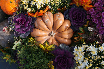 pumpkins and flowers