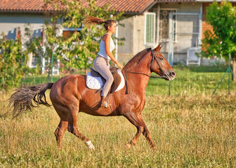 Una ragazza felice sul suo cavallo