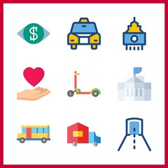 9 city icons set