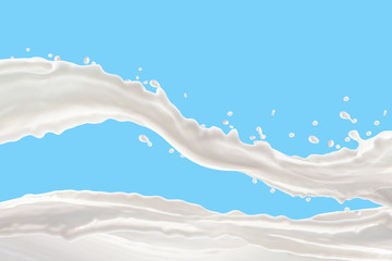 Milk Splash On blue background