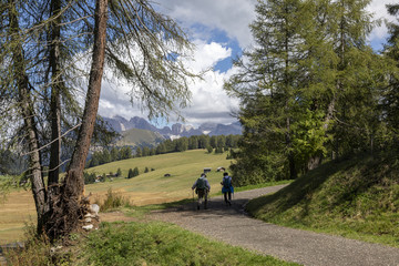 Rentner beim wandern in den Bergen