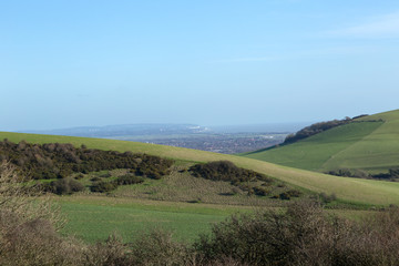 Naklejka premium Landscape view of the Southdowns on a bright sunny January day.