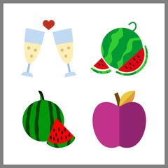 4 slice icon. Vector illustration slice set. toast and watermelon icons for slice works