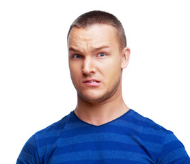 Fototapeta premium portret przystojny, młody człowiek, który czegoś nie lubi