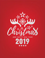 merry christmas and happy new year 2019 vector design